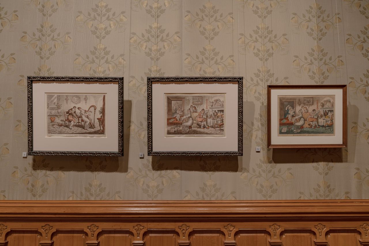 Installation view featuring Harmony before Matrimony and Matrimonial Harmonics